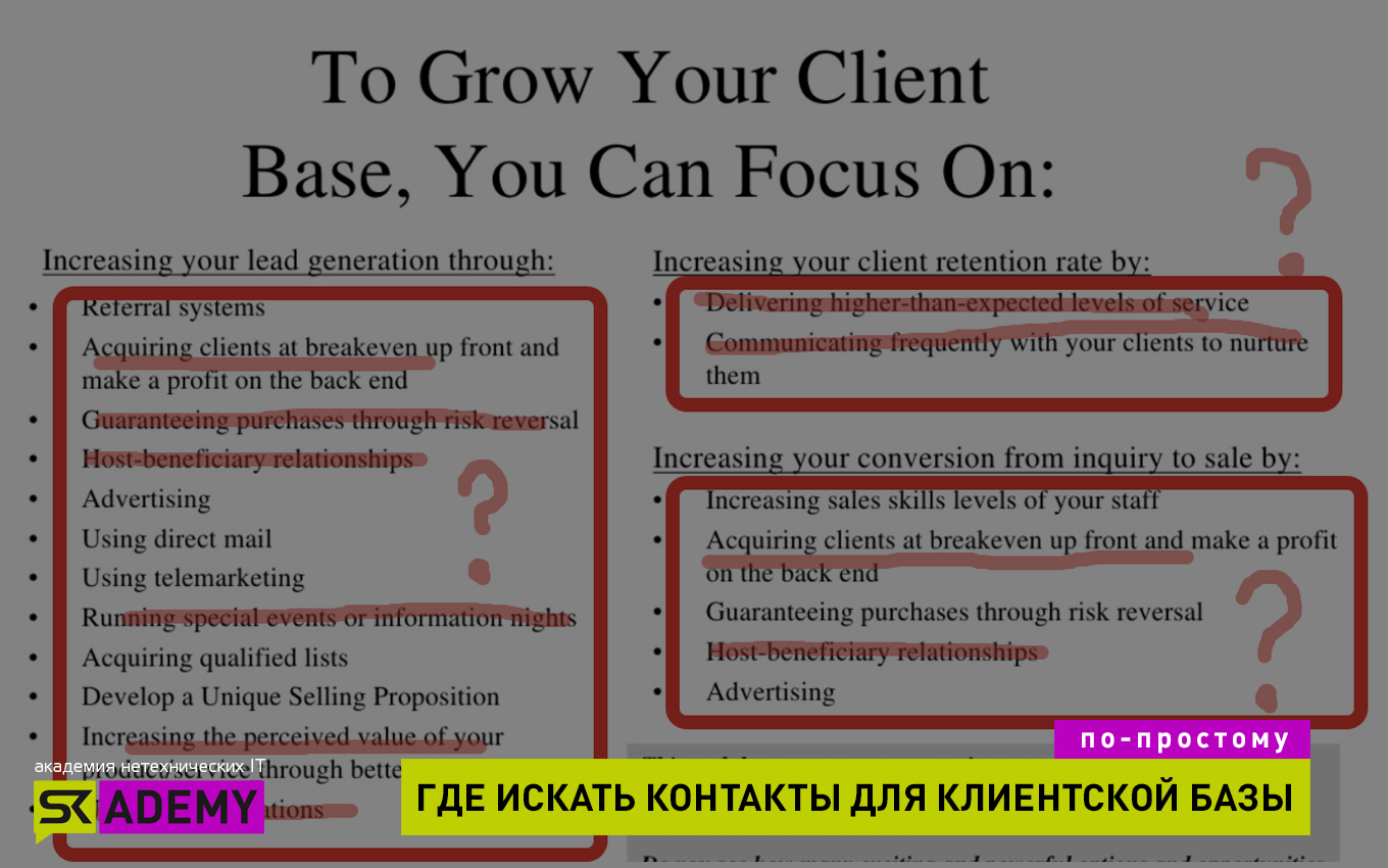 Каким образом искать контакты для создания клиентской базы в IT-продажах -  skademy.by